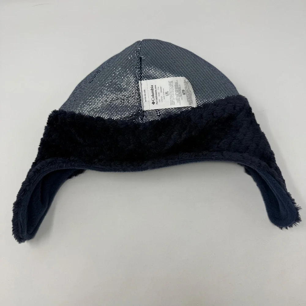 Columbia Kids Omni-Heat Fleece Trapper‎ Hat Blue Green Colorblock Youth L/XL Pom